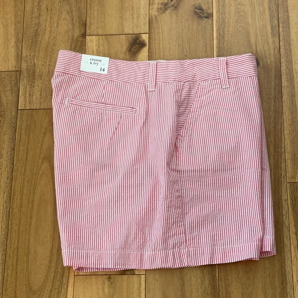 Crown & Ivy size 14 pink and white striped chino pocketed shorts cotton - Picture 11 of 15